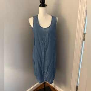 Dex Denim Dress Sleeveless A Line. With pockets. Size L